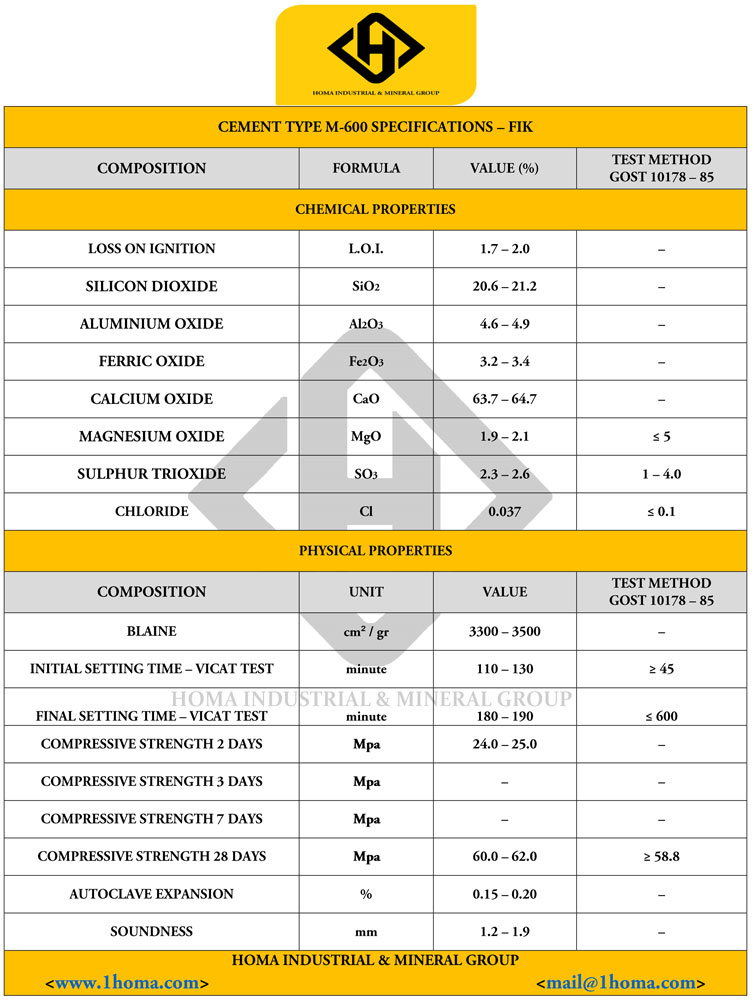 Cement M600 specification